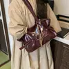 Bolso Tote de Cuero con Cera de Aceite Estilo Coreano, Bolso de Hombro Grande de Alta Gama para Viajes y Uso Diario, Bolso de Hombro Portátil Sencillo de Color Sólido para Mujer