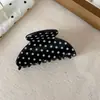 Pinza para el pelo retro de acetato estilo coreano con lunares, pinza de garra para media coleta en forma de abanico de tamaño mediano, accesorio para el cabello de alta gama, pinza de tiburón para mujer