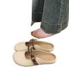 Mules versátiles de verano tipo Mary Jane de punta cerrada para mujer, Nuevas 2025, Pantuflas planas sin cordones con suelas suaves