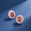 Aretes de botón de tesoro de color diamante completo de venta caliente en vivo, aretes de botón de rubí natural de imitación ovalado de 6 quilates con incrustaciones de alta calidad, anillo