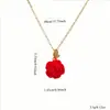 Collar Romántico de Acero de Titanio con Rosa Roja Estilo Francés para Mujer, Cadena Clavicular de Lujo Ligero, Joyería de Alta Gama, Regalo de San Valentín