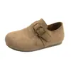 Nuevo cinturón de cuero retro 2026 mocasines slip-on versátiles para mujer para otoño con hebilla y tacón oculto