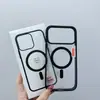 Adequado para Apple 17Promax Capa de Celular Transparente Colorida Sucção Magnética Iphone16 Furo Grande Capa Protetora 15 Capa Fosca