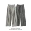 Calça casual listrada estilo retrô americano de perna larga para mulheres e homens, nova coleção de outono, apresentando um design relaxado, fluido, de perna reta que cai lindamente