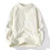 Suéter de punto trenzado para hombre nuevo de otoño e invierno, casual, estilo ligeramente maduro, suéter de color liso, jersey de cuello redondo para hombre