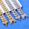 Hip-Hop Europeo y Americano Transfronterizo Cadena Cubana de Zirconia de Tres Filas en T de 18 mm Accesorios de Alta Gama Pulsera para Hombre Joyería de Moda
