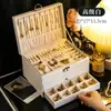 Caixa de joias Brincos Brincos Colar Anel Alta qualidade Requintado Grande capacidade Jóias de ouro Caixa de armazenamento de joias de mão