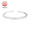 Pulsera de Plata Pura 9999 con Diseño Tradicional de Flor de Cerezo Esmaltada, Pulsera de Estilo Abierto, Nuevo Estilo Chino para Mujeres Jóvenes