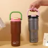Nova Caneca Térmica Portátil de Aço Inoxidável 316 Copo Portátil de Alta Qualidade Ice Buster Grande Capacidade com Canudo Duplo para Bebida Porta-Copos
