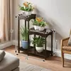 Florero de Pilar de Madera Maciza, Florero Estilo Chino para Balcón, Uso Doméstico, Estante de Piso para Sala de Estar Interior, Adecuado para Suculentas y Plantas Verdes