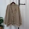 Cárdigan de Punto Grueso con Borlas 2025 Otoño e Invierno Nuevo Estilo Coreano Diseño Holgado y Relajado Chaqueta Suéter para Mujer Tendencia