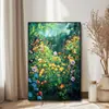 Pintura texturizada de paisagem verde estilo Monet, arte floral abstrata para a sala de estar, arte de nicho com um toque de luxo, pintura a óleo para decoração de corredor