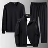 Traje Deportivo de Tres Piezas para Hombres de Mediana Edad y Mayores, Pantalones Casuales de Otoño e Primavera para Papá, Sudadera, Mangas Largas para Hombre