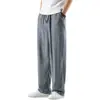 Pantalones Casuales de Lino para Hombre Otoño Lujo Ligero Estilo Chino Pantalones Largos de Algodón Lino Holgados Talla Grande Pantalones de Pierna Recta Hombre Negro Blanco