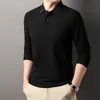 Camisa Polo Multicolor de Algodón Puro Estilo Nuevo Primavera y Otoño Camiseta de Manga Larga con Cuello de Solapa de Negocios Transpirable Casual para Hombre