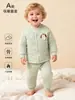 Conjunto de Duas Peças para Bebê, Mais Grosso e Quente, Roupa Íntima para Recém-Nascido, Solto, Proteção para a Barriga, Proteção contra o Frio, Roupas de Algodão Macio