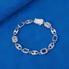 Europeo y Americano Transfronterizo 8mm Plata de Ley S925 Cierre de Broche de Presión Moissanita Cadena de Nariz de Cerdo de Piedra Preciosa Colorida Pulsera de Zirconia Joyería Personalización