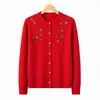Elegante Cárdigan de Punto para Madres de Mediana Edad y Mayores, Ropa de Abrigo de Otoño para Mujer, Elegante Top de Abuela, Ropa de Punto