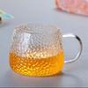 Taza de vidrio de borosilicato de una sola capa con asa, patrón de martillo doméstico de color, gran capacidad, simple, fresca, taza de té, taza para beber