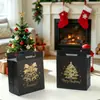 Bolsas de Tote Festivas Negras de Navidad, Bolsas de Regalo Empresariales Personalizadas, Empaque para Fiestas Navideñas, Bolsas de Tote al por Mayor