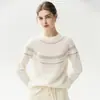 Suéter de Cachemira Jacquard Fair Isle para Mujer, Suéter Esponjoso Apto para la Piel, Nuevo Suéter de Lana Tejido Suelto de Cuello Redondo Otoño e Invierno 2026