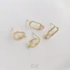 Aretes Ovalados Chapados en Oro de 14K con Circonita de Estrella de Cinco Puntas y Anillos Colgantes, Materiales para Accesorios de Aretes Hechos a Mano DIY