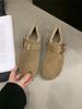 Zapatos Planos Retro de Cuero Genuino con Felpa Birkenstock Planos Zapatos para Mujer 2023 Nueva Moda Otoño e Invierno Zapatos Birkenstock