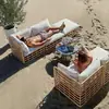 Sofá de Rattan para Exterior Pátio Terraço Varanda Lazer Jardim ao Ar Livre Pousada Sala de Estar Sofá de Bambu Impermeável para Exterior
