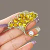 Broche de Ginkgo con Diamantes Completos para Mujer, Pin de Solapa de Lujo de Alta Gama, Accesorio de Ropa, Hebilla de Cinturón, Broche, Ramillete de Alta Gama