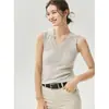 Suéter de punto Baicai Velvet 100% cachemira nuevo con cuello en V 2026 otoño/invierno nuevo chaleco con ribete de volantes ajuste ceñido capa base