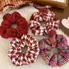Ambiente Navideño y de Año Nuevo Scrunchie de Hilo Rojo Trenzado Estilo Coreano para Mujer