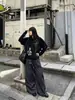 Fortaleza Oscura Culto a la Luna Otoño/Invierno Nuevo Camiseta de Manga Larga Falsa de Dos Piezas Unisex Corta Ancha Ajuste Limpio Tendencia Subcultura