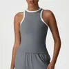 Chaleco de Yoga Transfronterizo Europeo y Americano Ropa Exterior Running Fitness Chaleco de Competición Combinación de Colores Nude Transpirable Deportivo Cuello Redondo Ropa Interior