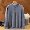 Suéter de punto de cachemira para hombre con cuello alto medio para otoño e invierno, nuevo estilo simple y lujoso, top de manga larga