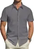 Comércio Exterior 2025 Novo Verão Manga Curta Cor Sólida Cardigã Masculino Camisa Casual Camisa Formal Roupa Masculina