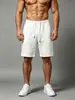 Pantalones Cortos Deportivos Casuales de Algodón de Secado Rápido Nuevos Transfronterizos para Hombre, Verano Holgados de Color Sólido con Cordón Rectos Transpirables de Cinco Puntos