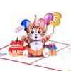Tarjeta de cumpleaños de gato, creativa tarjeta de felicitación tridimensional 3D, tarjeta de invitación de cumpleaños infantil recortada en papel, tarjeta de regalo navideña con bendición