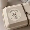 Pegatina adhesiva con patrón de tierra, cachorro lindo, gracias en inglés, pegatina redonda de sellado, empaque de caja de regalo, decoración en stock