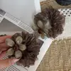 Goma para el pelo estilo coreano color café con flores para mujer, moderna y versátil, nuevo estilo 2026, para coletas, accesorio para el cabello con textura de alta gama para mujer