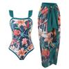 [Traje de baño tipo suit para vacaciones en aguas termales para mujer] Traje de baño de playa con falda de gasa de gasa cruzada europea y americana Amazon