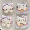 Collar de Gato KT de Algodón Hecho a Mano Tridimensional Lindo de Dibujos Animados Estilo Coreano para Niños, Cordón de Tela Versátil, Colgante, Accesorios para Niñas