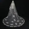 Vestido de Novia Vel de Boda Largo Atrezzo para Foto Vel con Cola Larga Estilo de Lujo Vel como de Hada Estilo Catedral Europeo y Americano