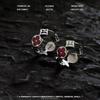 Diseño Creativo de Nicho anillo de cola de gota de buena suerte Color Esmalte de Gota Flor de Hueso Viejo Anillo de Trébol de Cuatro Hojas Hebilla de Oreja Nuevo