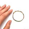 Pulsera Geométrica Cuadrada de Zirconia Moda Corea del Sur Elegante Pulsera de Amor Celebridad de Internet Lujo Ligero Simple Retro Joyería de Mano para Mujeres