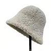 Sombrero de Pescador Grueso de Invierno de Doble Cara Sombrero Cubo de Lana Sombrero de Copa de Lana Cachemir Sombrero de Felpa de Lana de Cordero de Otoño para Mujer
