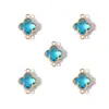 Colgante Geométrico de Trébol de Cuatro Hojas Doble Colgante Colorido con Pedrería Accesorios para Joyería DIY Pendiente Pulsera W502