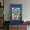"Changshou Sanzun" Pigmento Mineral Thangka Interior Casa "Invive Shou Buda" Parede Varanda Quadro Pendurado