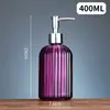 Frasco de Vidro Colorido para Álcool em Gel para Uso Doméstico e em Hotéis, Frasco Dispensador de Loção e Gel de Banho, Frasco de Shampoo com Listras Verticais