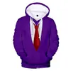 Moda Divertida Traje Falso Esmoquin Patrón de Lazo Sudadera Holgada para Hombre Estampado 3D Jersey Casual