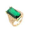 Joyería de Boda de Moda Transfronteriza 2026, Anillo de Zirconia Verde Cuadrado de Lujo Grande, Anillo Abierto Exagerado Europeo y Americano